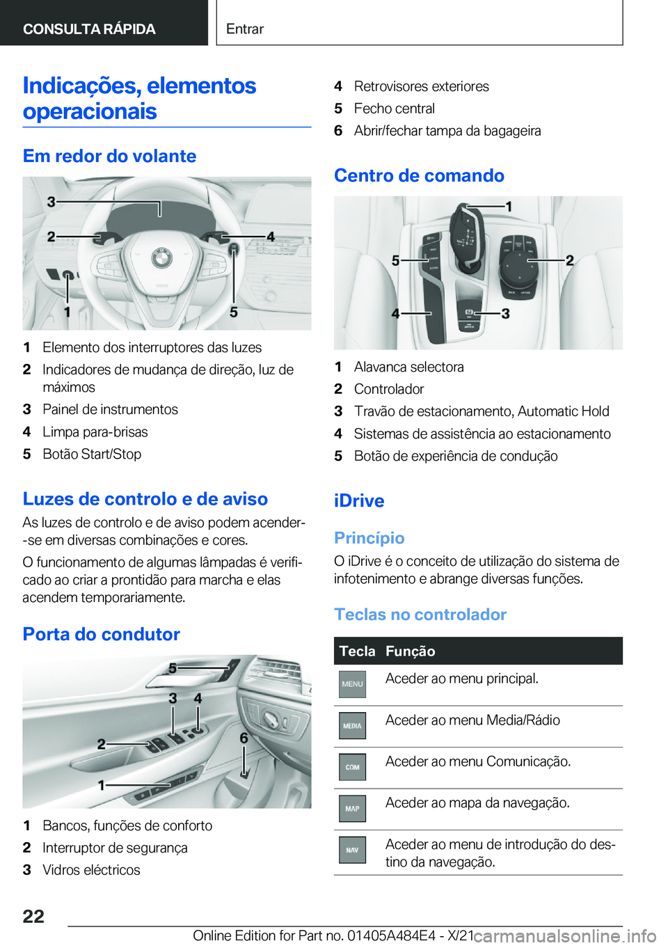 BMW 7 SERIES 2022  Manual do condutor (in Portuguese) �I�n�d�i�c�a�