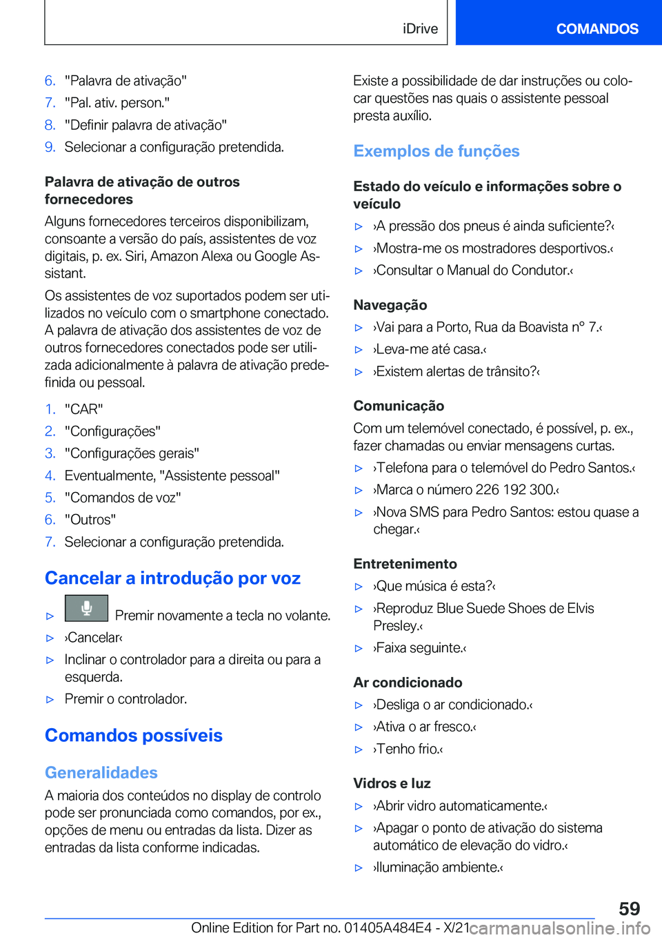 BMW 7 SERIES 2022  Manual do condutor (in Portuguese) �6�.��P�a�l�a�v�r�a��d�e��a�t�i�v�a�
