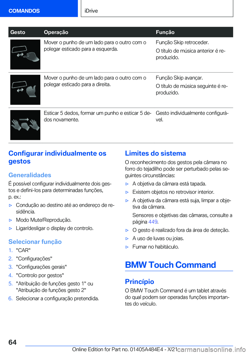 BMW 7 SERIES 2022  Manual do condutor (in Portuguese) �G�e�s�t�o�O�p�e�r�a�