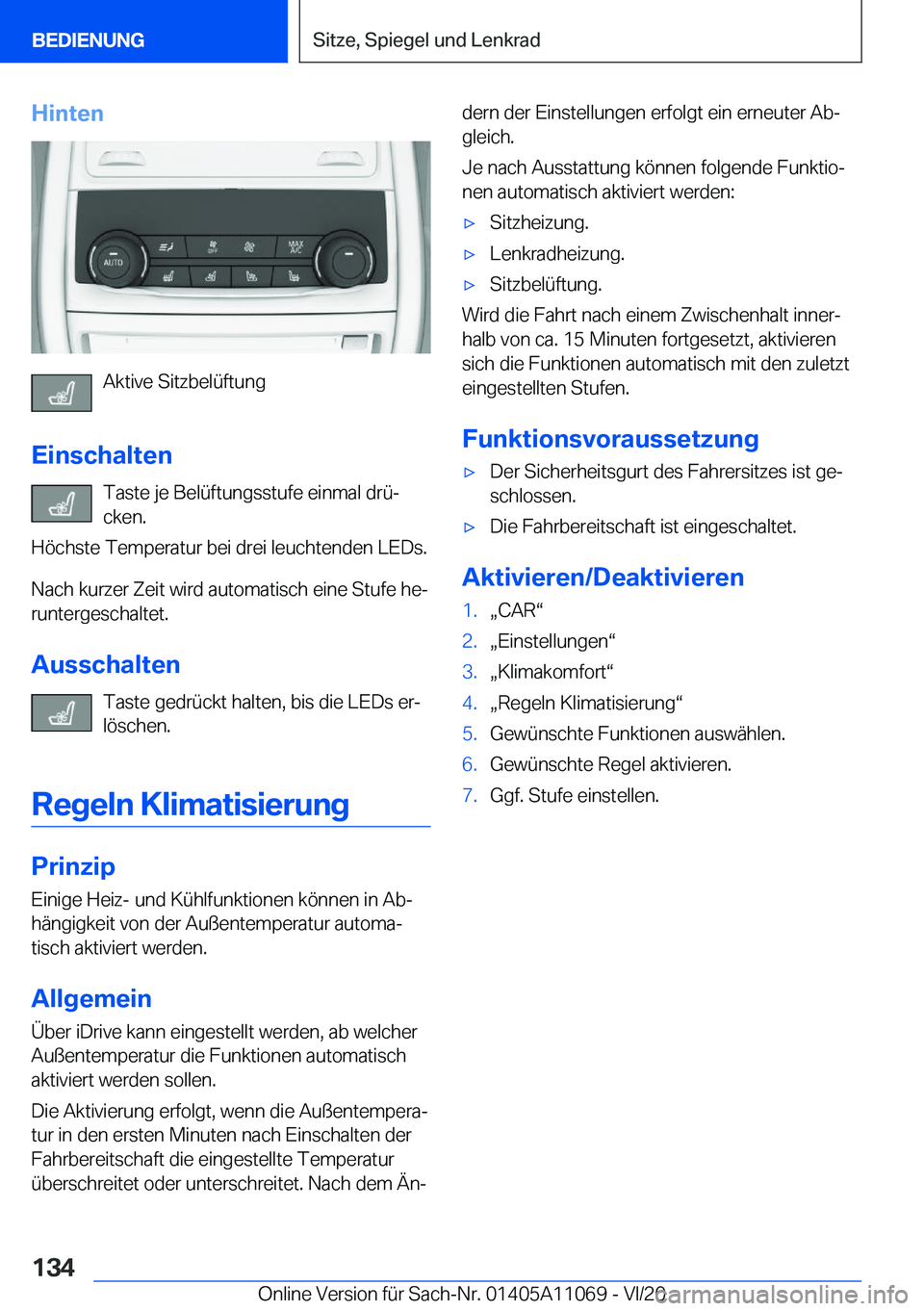 BMW 7 SERIES 2021  Betriebsanleitungen (in German) �H�i�n�t�e�n
�A�k�t�i�v�e��S�i�t�z�b�e�l�