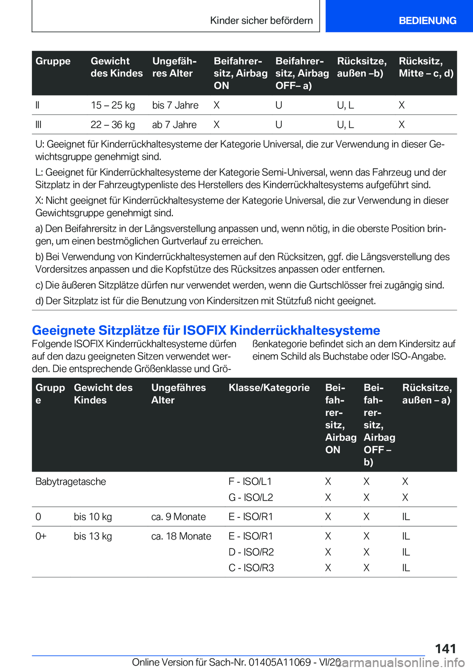 BMW 7 SERIES 2021  Betriebsanleitungen (in German) �G�r�u�p�p�e�G�e�w�i�c�h�t
�d�e�s��K�i�n�d�e�s�U�n�g�e�f�