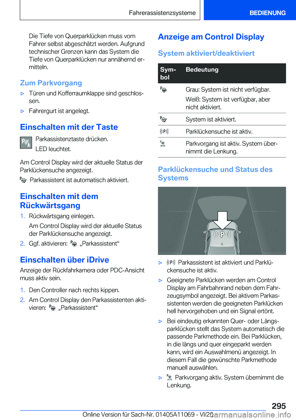 BMW 7 SERIES 2021  Betriebsanleitungen (in German) �D�i�e��T�i�e�f�e��v�o�n��Q�u�e�r�p�a�r�k�l�