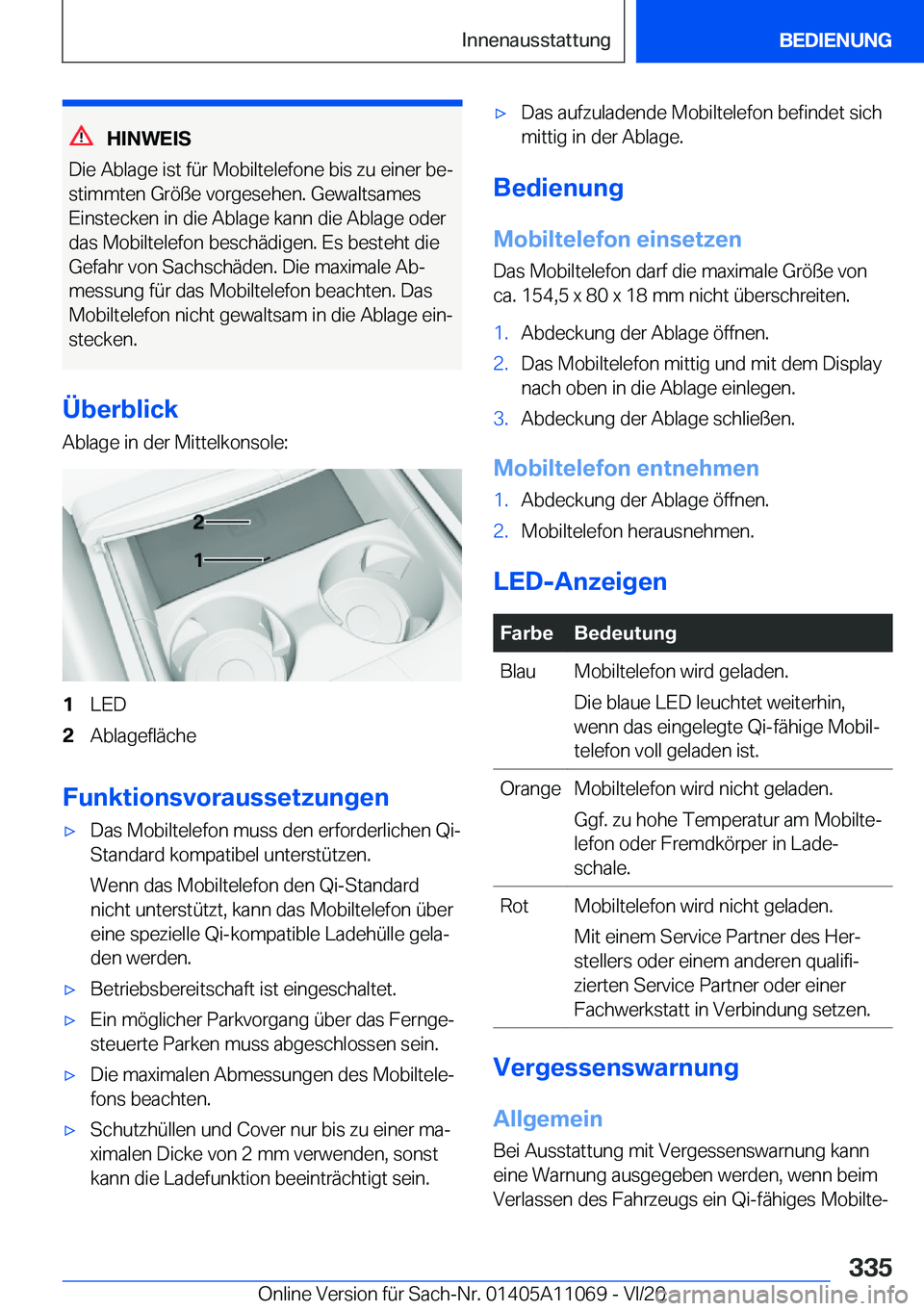 BMW 7 SERIES 2021  Betriebsanleitungen (in German) �H�I�N�W�E�I�S
�D�i�e��A�b�l�a�g�e��i�s�t��f�