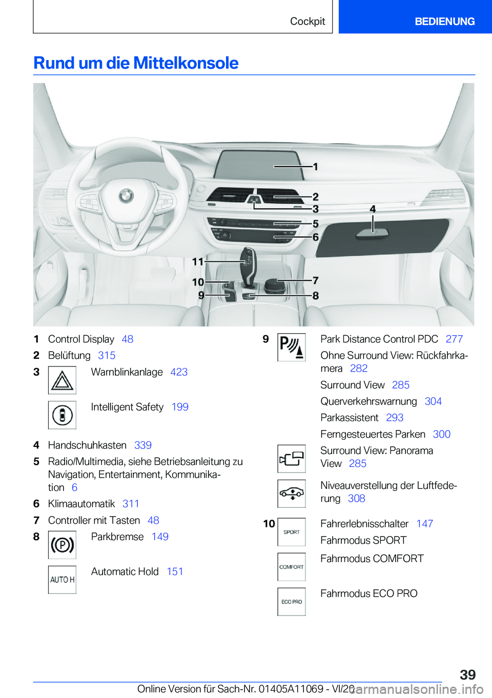 BMW 7 SERIES 2021  Betriebsanleitungen (in German) �R�u�n�d��u�m��d�i�e��M�i�t�t�e�l�k�o�n�s�o�l�e�1�C�o�n�t�r�o�l��D�i�s�p�l�a�y\_�4�8�2�B�e�l�