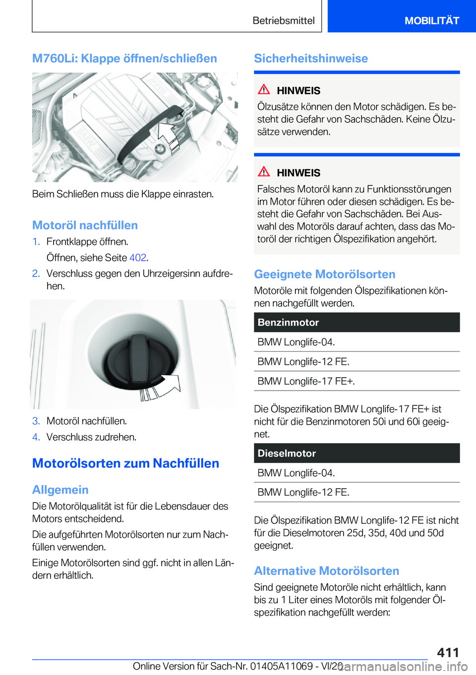 BMW 7 SERIES 2021  Betriebsanleitungen (in German) �M�7�6�0�L�i�:��K�l�a�p�p�e��