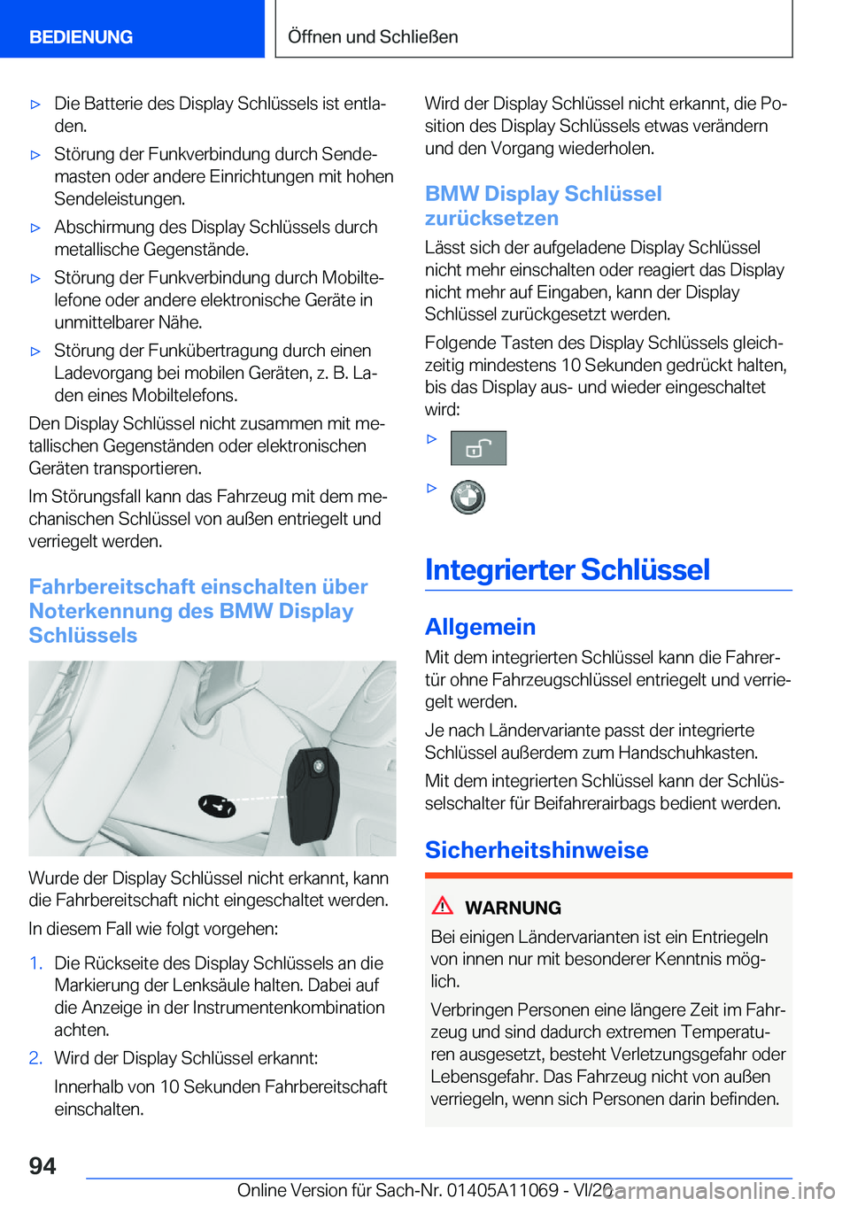 BMW 7 SERIES 2021  Betriebsanleitungen (in German) 'x�D�i�e��B�a�t�t�e�r�i�e��d�e�s��D�i�s�p�l�a�y��S�c�h�l�
