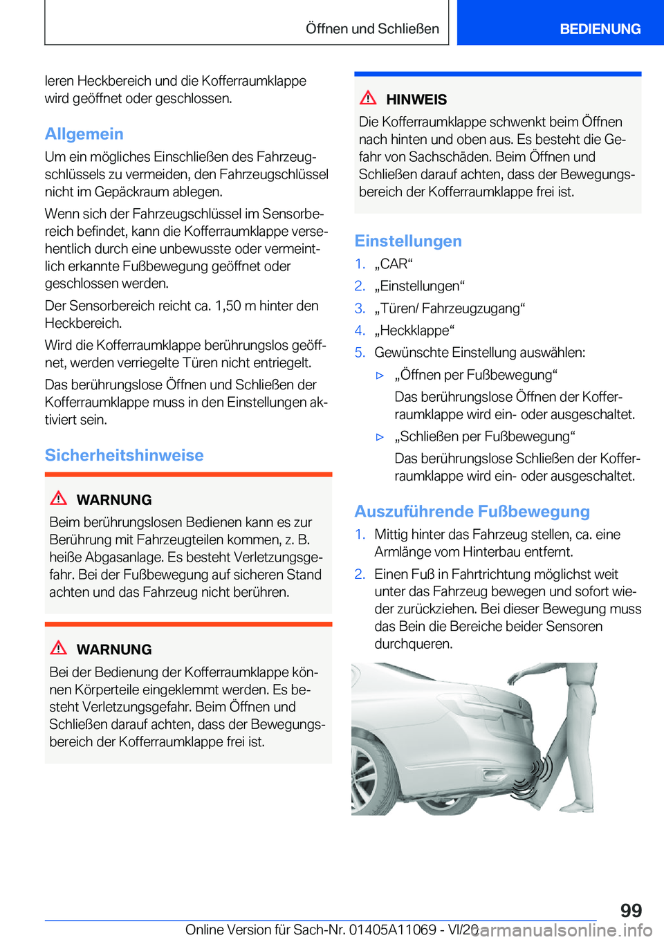 BMW 7 SERIES 2021  Betriebsanleitungen (in German) �l�e�r�e�n��H�e�c�k�b�e�r�e�i�c�h��u�n�d��d�i�e��K�o�f�f�e�r�r�a�u�m�k�l�a�p�p�e�w�i�r�d��g�e�
