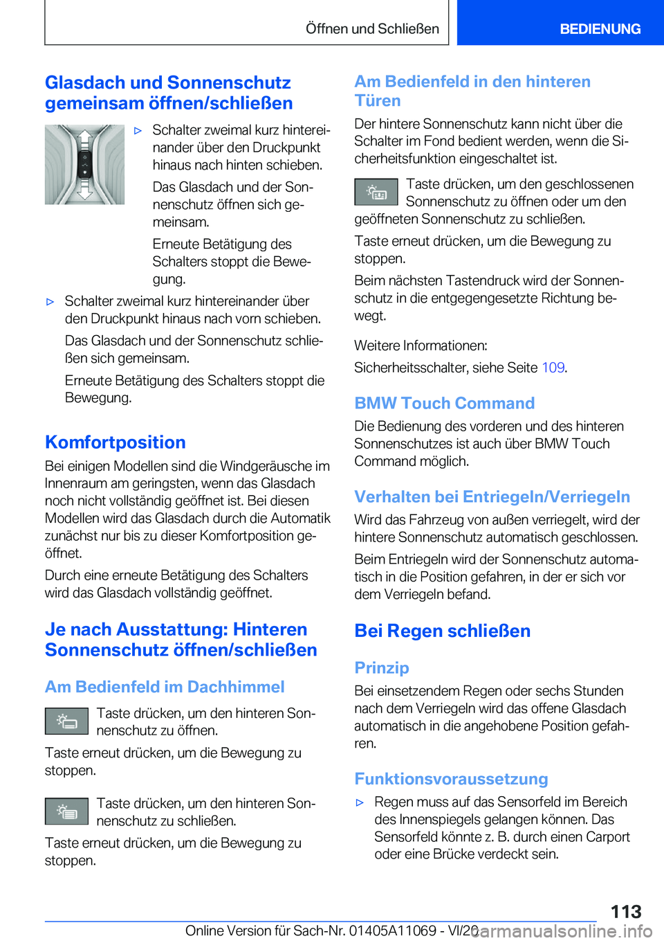 BMW 7 SERIES 2021  InstruktionsbØger (in Danish) �G�l�a�s�d�a�c�h��u�n�d��S�o�n�n�e�n�s�c�h�u�t�z
�g�e�m�e�i�n�s�a�m��