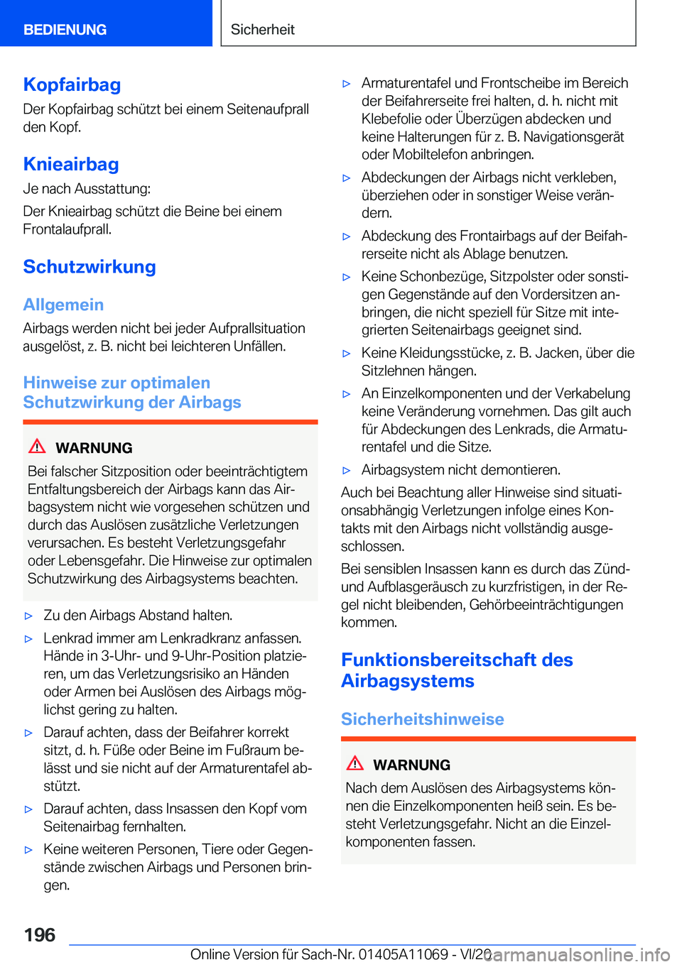 BMW 7 SERIES 2021  InstruktionsbØger (in Danish) �K�o�p�f�a�i�r�b�a�g�D�e�r��K�o�p�f�a�i�r�b�a�g��s�c�h�