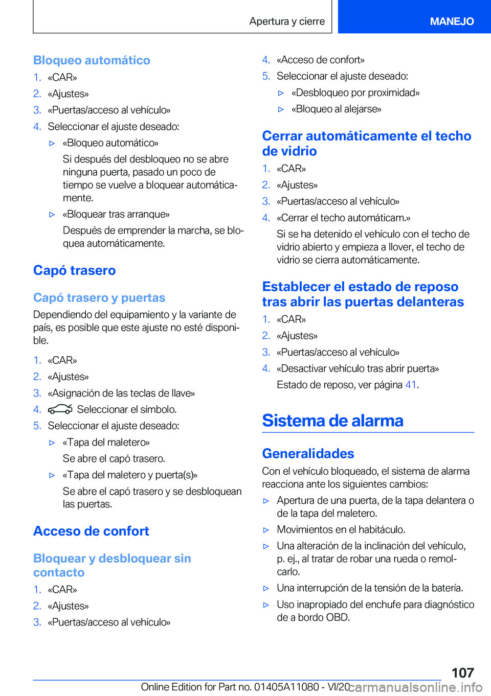 BMW 7 SERIES 2021  Manuales de Empleo (in Spanish) �B�l�o�q�u�e�o��a�u�t�o�m�
