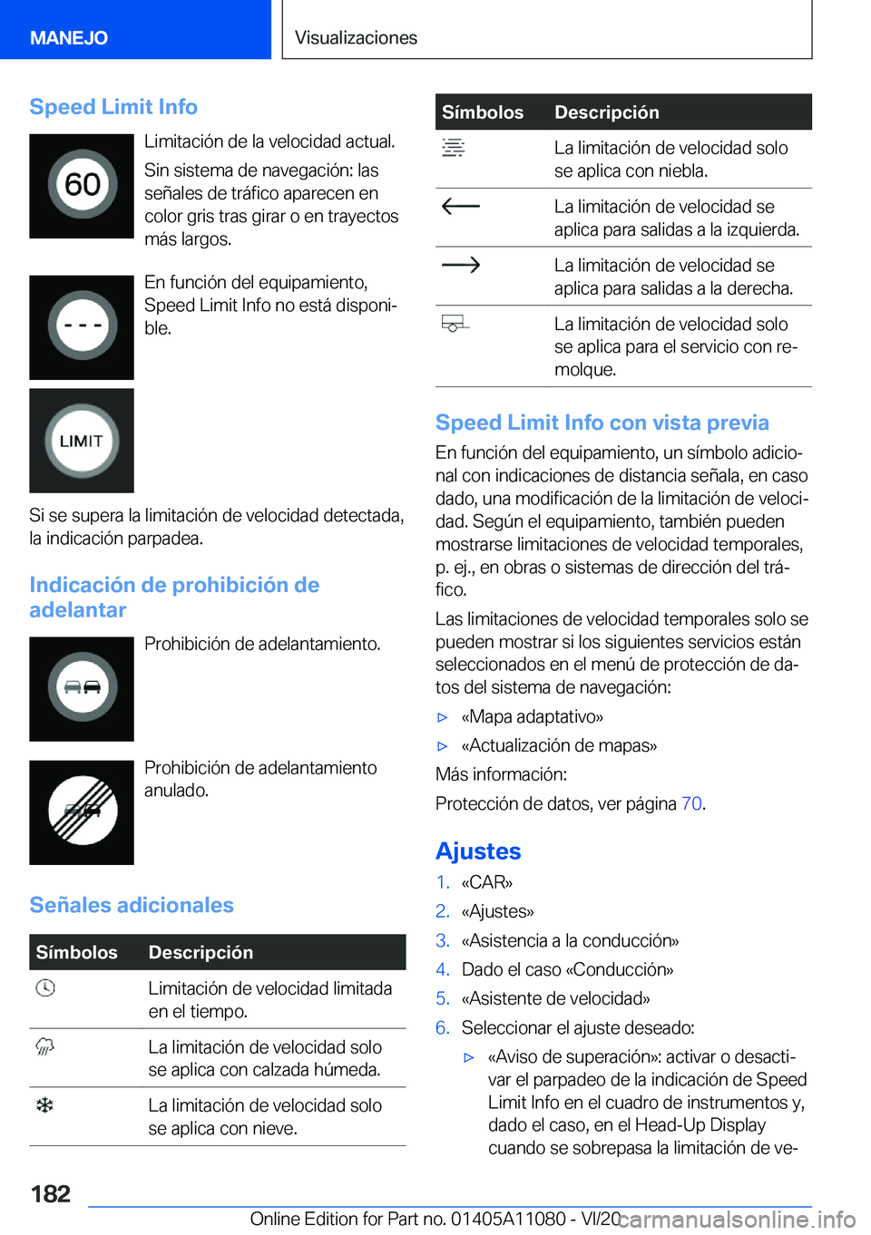BMW 7 SERIES 2021  Manuales de Empleo (in Spanish) �S�p�e�e�d��L�i�m�i�t��I�n�f�o�L�i�m�i�t�a�c�i�