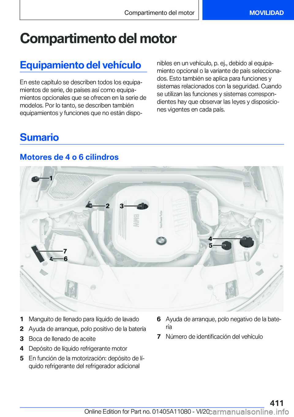 BMW 7 SERIES 2021  Manuales de Empleo (in Spanish) �C�o�m�p�a�r�t�i�m�e�n�t�o��d�e�l��m�o�t�o�r�E�q�u�i�p�a�m�i�e�n�t�o��d�e�l��v�e�h�