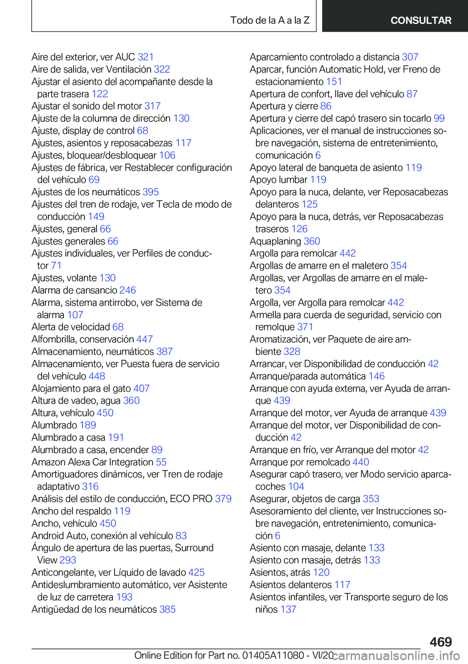 BMW 7 SERIES 2021  Manuales de Empleo (in Spanish) �A�i�r�e��d�e�l��e�x�t�e�r�i�o�r�,��v�e�r��A�U�C��3�2�1�
�A�i�r�e��d�e��s�a�l�i�d�a�,��v�e�r��V�e�n�t�i�l�a�c�i�