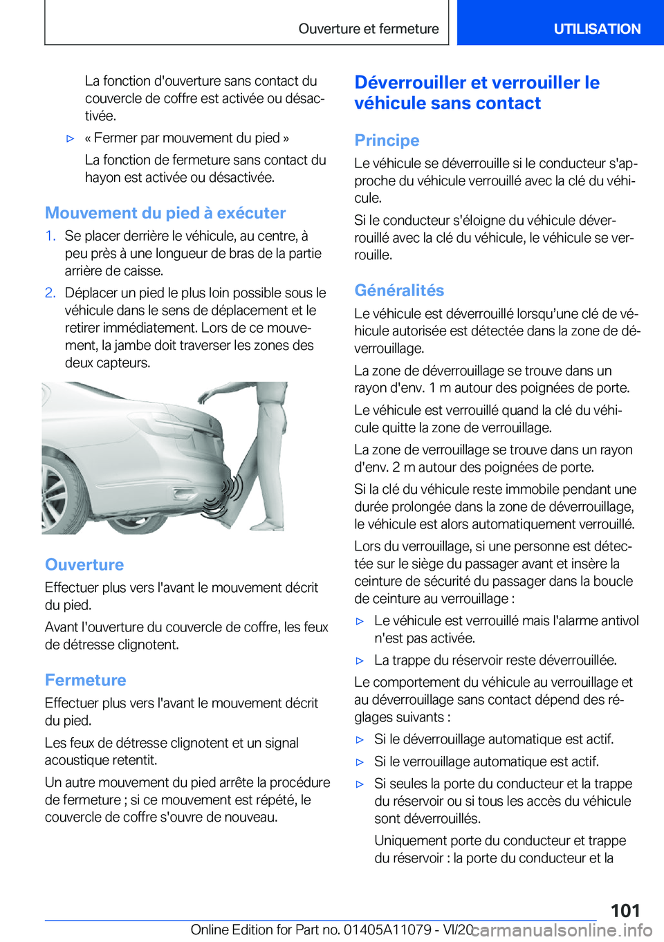 BMW 7 SERIES 2021  Notices Demploi (in French) �L�a��f�o�n�c�t�i�o�n��d�'�o�u�v�e�r�t�u�r�e��s�a�n�s��c�o�n�t�a�c�t��d�u
�c�o�u�v�e�r�c�l�e��d�e��c�o�f�f�r�e��e�s�t��a�c�t�i�v�é�e��o�u��d�é�s�a�cj
�t�i�v�é�e�.'x�k��F�e�r�m�