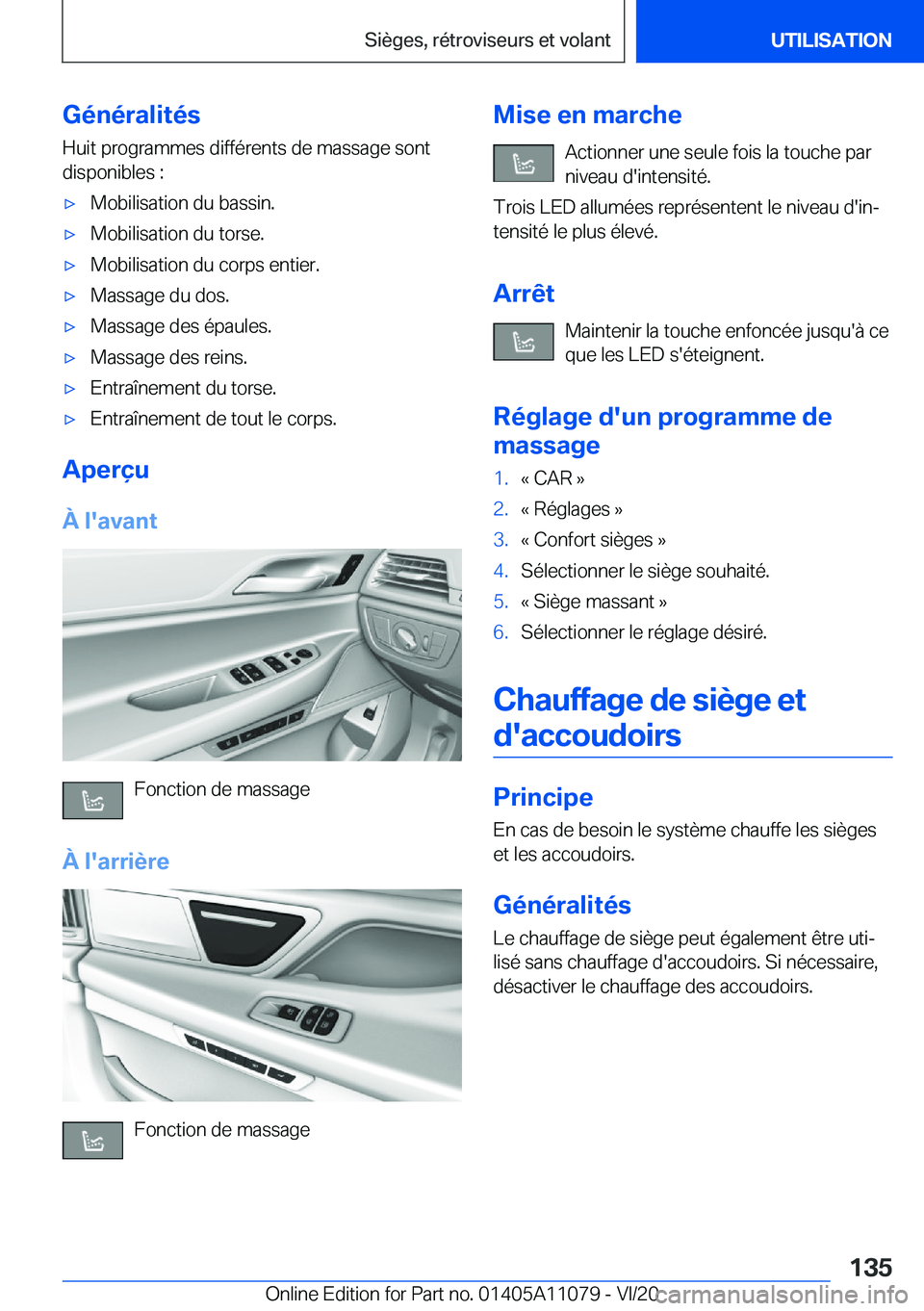 BMW 7 SERIES 2021  Notices Demploi (in French) �G�é�n�é�r�a�l�i�t�é�s�H�u�i�t��p�r�o�g�r�a�m�m�e�s��d�i�f�f�é�r�e�n�t�s��d�e��m�a�s�s�a�g�e��s�o�n�t
�d�i�s�p�o�n�i�b�l�e�s��:'x�M�o�b�i�l�i�s�a�t�i�o�n��d�u��b�a�s�s�i�n�.'x�M�o�