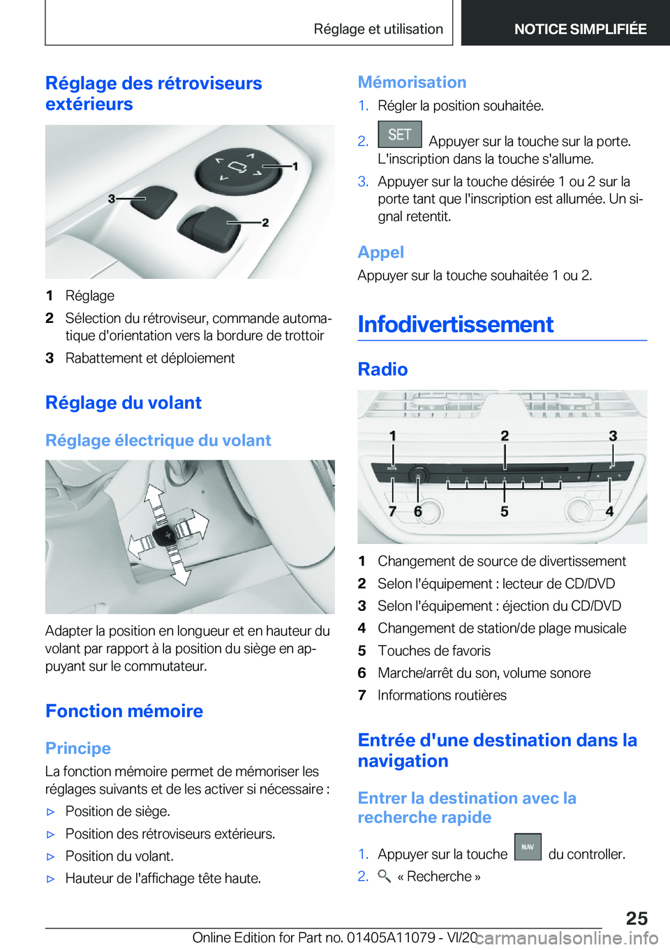 BMW 7 SERIES 2021  Notices Demploi (in French) �R�é�g�l�a�g�e��d�e�s��r�é�t�r�o�v�i�s�e�u�r�s
�e�x�t�é�r�i�e�u�r�s�1�R�é�g�l�a�g�e�2�S�é�l�e�c�t�i�o�n��d�u��r�é�t�r�o�v�i�s�e�u�r�,��c�o�m�m�a�n�d�e��a�u�t�o�m�aj
�t�i�q�u�e��d�'�o