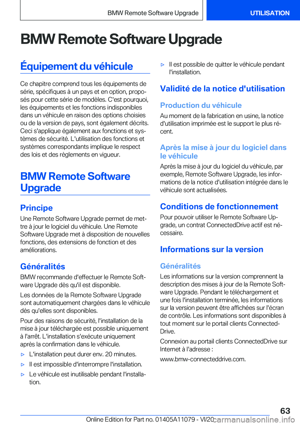 BMW 7 SERIES 2021  Notices Demploi (in French) �B�M�W��R�e�m�o�t�e��S�o�f�t�w�a�r�e��U�p�g�r�a�d�e�É�q�u�i�p�e�m�e�n�t��d�u��v�é�h�i�c�u�l�e
�C�e��c�h�a�p�i�t�r�e��c�o�m�p�r�e�n�d��t�o�u�s��l�e�s��é�q�u�i�p�e�m�e�n�t�s��d�e�s�é�r�i�
