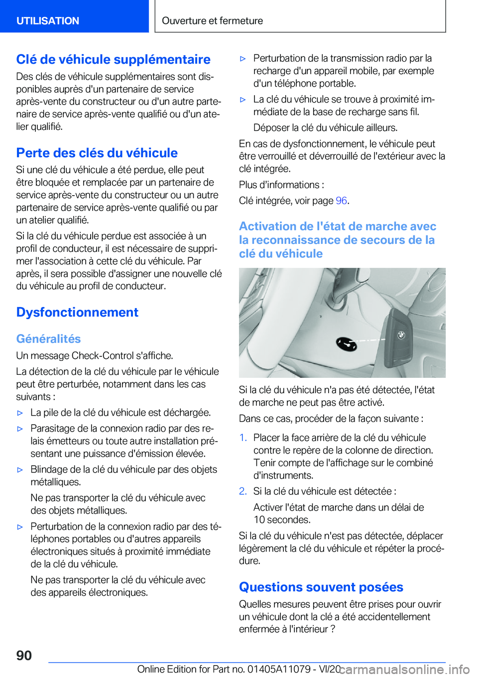 BMW 7 SERIES 2021  Notices Demploi (in French) �C�l�é��d�e��v�é�h�i�c�u�l�e��s�u�p�p�l�é�m�e�n�t�a�i�r�e
�D�e�s��c�l�é�s��d�e��v�é�h�i�c�u�l�e��s�u�p�p�l�é�m�e�n�t�a�i�r�e�s��s�o�n�t��d�i�sj �p�o�n�i�b�l�e�s��a�u�p�r�è�s��d�'