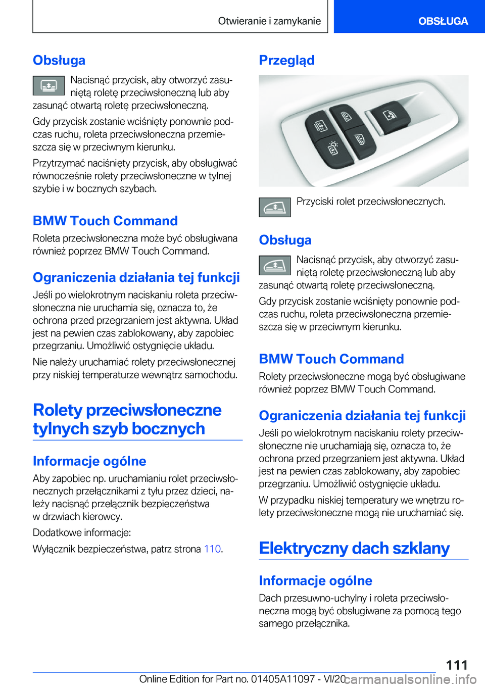 BMW 7 SERIES 2021  Instrukcja obsługi (in Polish) �O�b�s�ł�u�g�a�N�a�c�i�s�n�