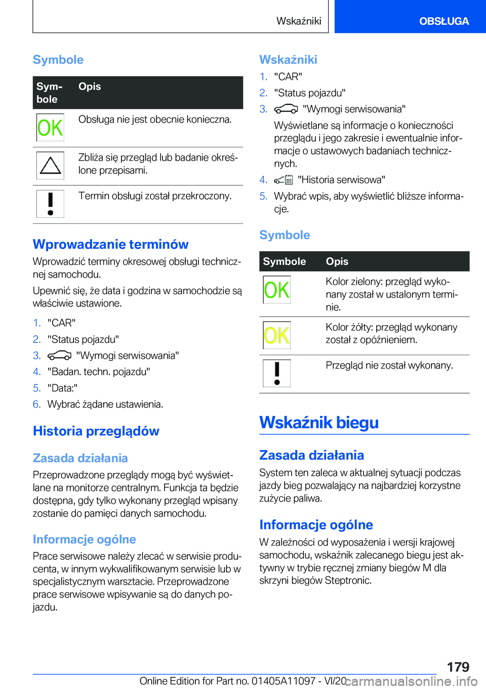 BMW 7 SERIES 2021  Instrukcja obsługi (in Polish) �S�y�m�b�o�l�e�S�y�mj
�b�o�l�e�O�p�i�s�O�b�s�ł�u�g�a��n�i�e��j�e�s�t��o�b�e�c�n�i�e��k�o�n�i�e�c�z�n�a�.�Z�b�l�i9�a��s�i�