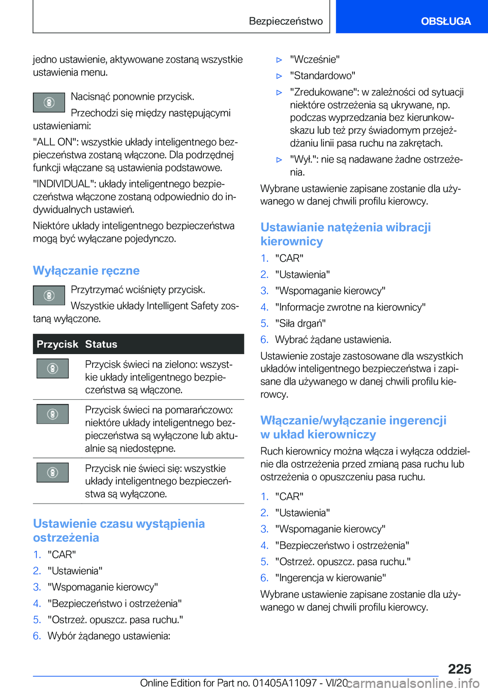 BMW 7 SERIES 2021  Instrukcja obsługi (in Polish) �j�e�d�n�o��u�s�t�a�w�i�e�n�i�e�,��a�k�t�y�w�o�w�a�n�e��z�o�s�t�a�n�