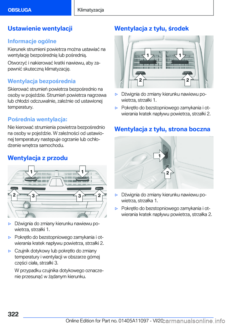 BMW 7 SERIES 2021  Instrukcja obsługi (in Polish) �U�s�t�a�w�i�e�n�i�e��w�e�n�t�y�l�a�c�j�i�I�n�f�o�r�m�a�c�j�e��o�g�