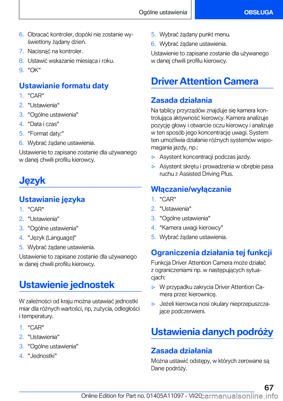 BMW 7 SERIES 2021  Instrukcja obsługi (in Polish) �6�.�O�b�r�a�c�a�