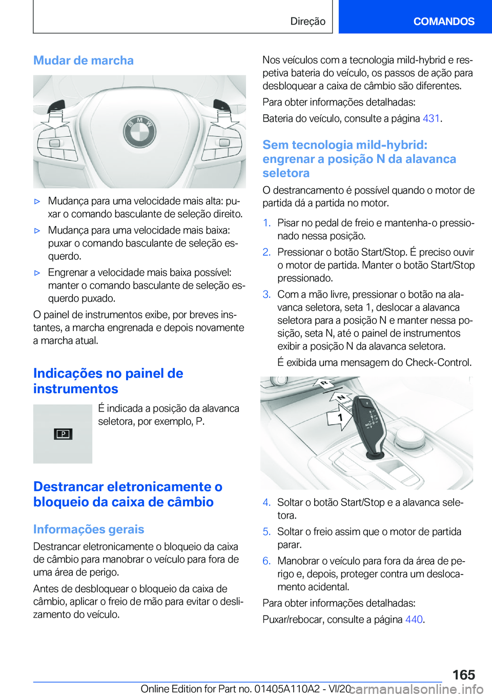 BMW 7 SERIES 2021  Manual do condutor (in Portuguese) �M�u�d�a�r��d�e��m�a�r�c�h�a'x�M�u�d�a�n�