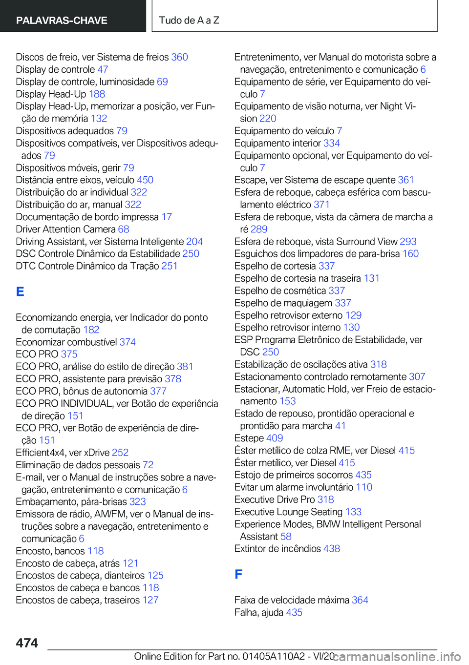 BMW 7 SERIES 2021  Manual do condutor (in Portuguese) �D�i�s�c�o�s��d�e��f�r�e�i�o�,��v�e�r��S�i�s�t�e�m�a��d�e��f�r�e�i�o�s��3�6�0�
�D�i�s�p�l�a�y��d�e��c�o�n�t�r�o�l�e� �4�7�
�D�i�s�p�l�a�y��d�e��c�o�n�t�r�o�l�e�,��l�u�m�i�n�o�s�i�d�a�d�