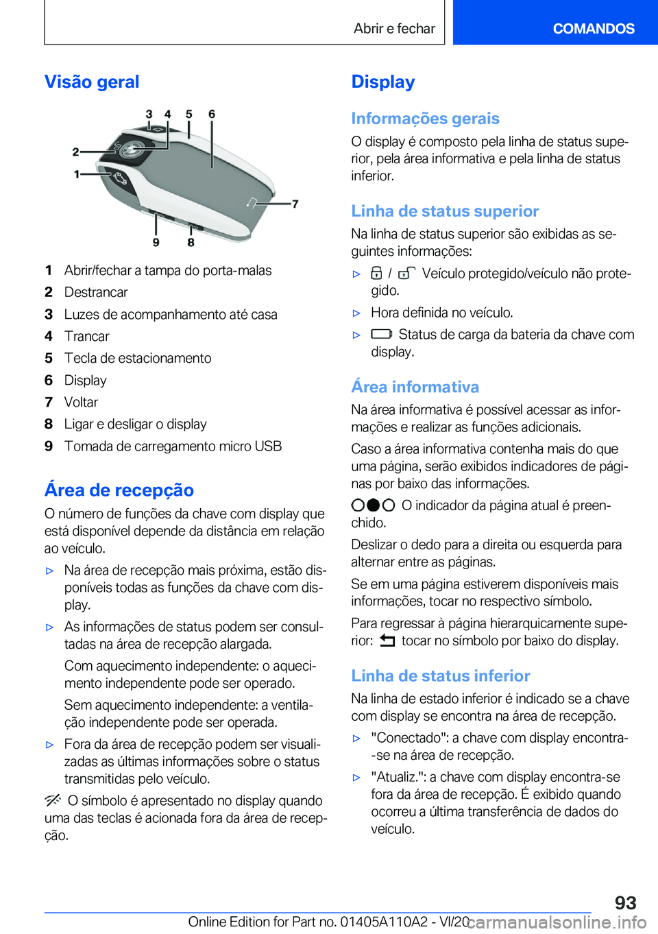 BMW 7 SERIES 2021  Manual do condutor (in Portuguese) �V�i�s�ã�o��g�e�r�a�l�1�A�b�r�i�r�/�f�e�c�h�a�r��a��t�a�m�p�a��d�o��p�o�r�t�a�-�m�a�l�a�s�2�D�e�s�t�r�a�n�c�a�r�3�L�u�z�e�s��d�e��a�c�o�m�p�a�n�h�a�m�e�n�t�o��a�t�é��c�a�s�a�4�T�r�a�n�c�a�r