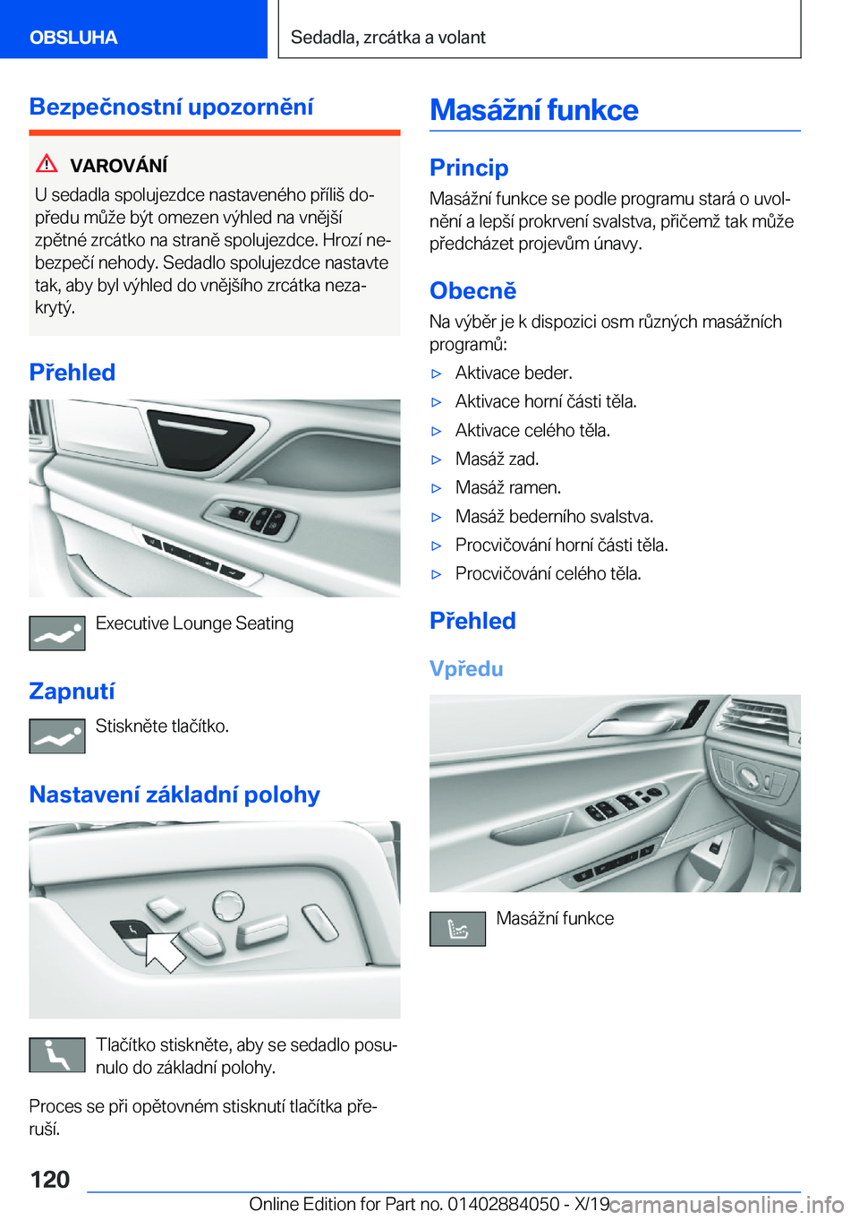 BMW 7 SERIES 2020  Návod na použití (in Czech) �B�e�z�p�e�č�n�o�s�t�n�
