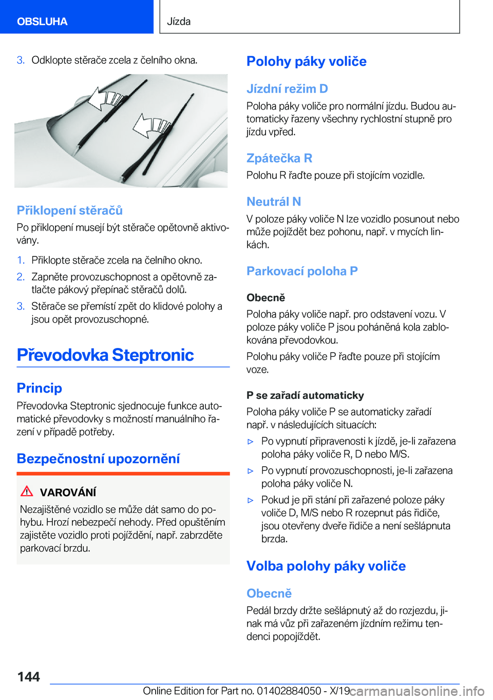 BMW 7 SERIES 2020  Návod na použití (in Czech) �3�.�O�d�k�l�o�p�t�e��s�t�