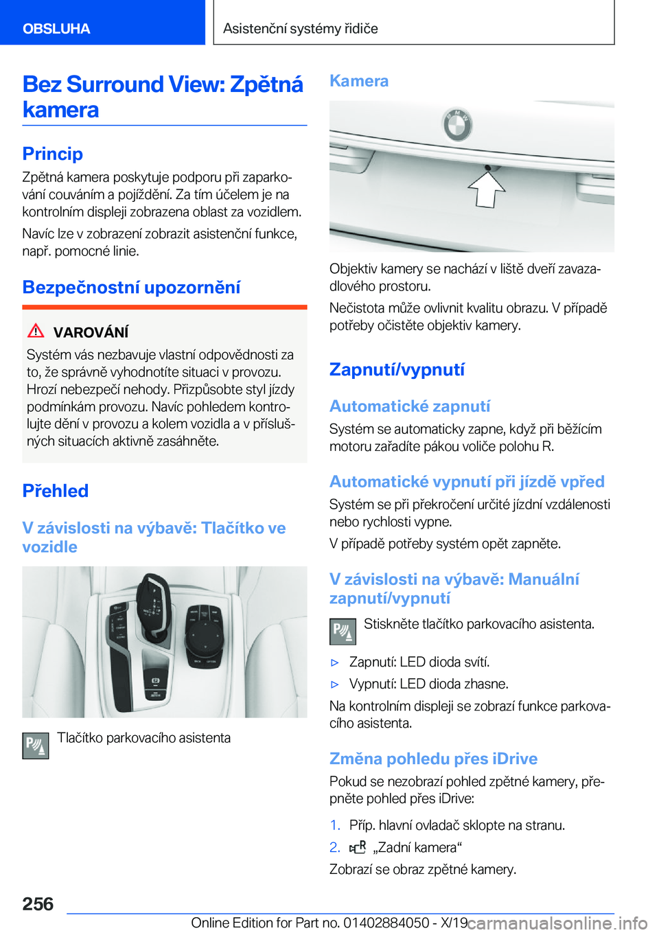 BMW 7 SERIES 2020  Návod na použití (in Czech) �B�e�z��S�u�r�r�o�u�n�d��V�i�e�w�:��Z�p�ě�t�n�