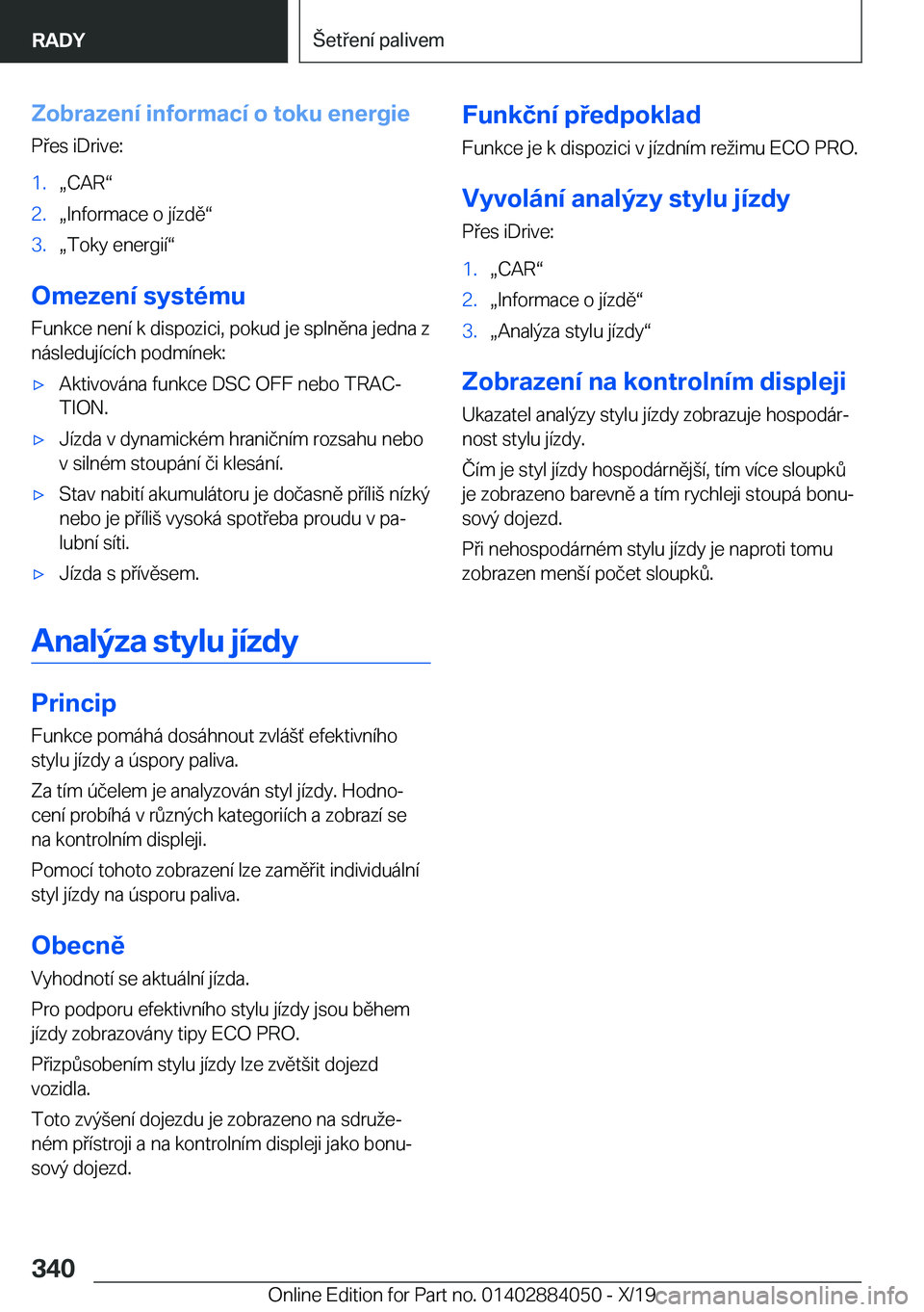 BMW 7 SERIES 2020  Návod na použití (in Czech) �Z�o�b�r�a�z�e�n�