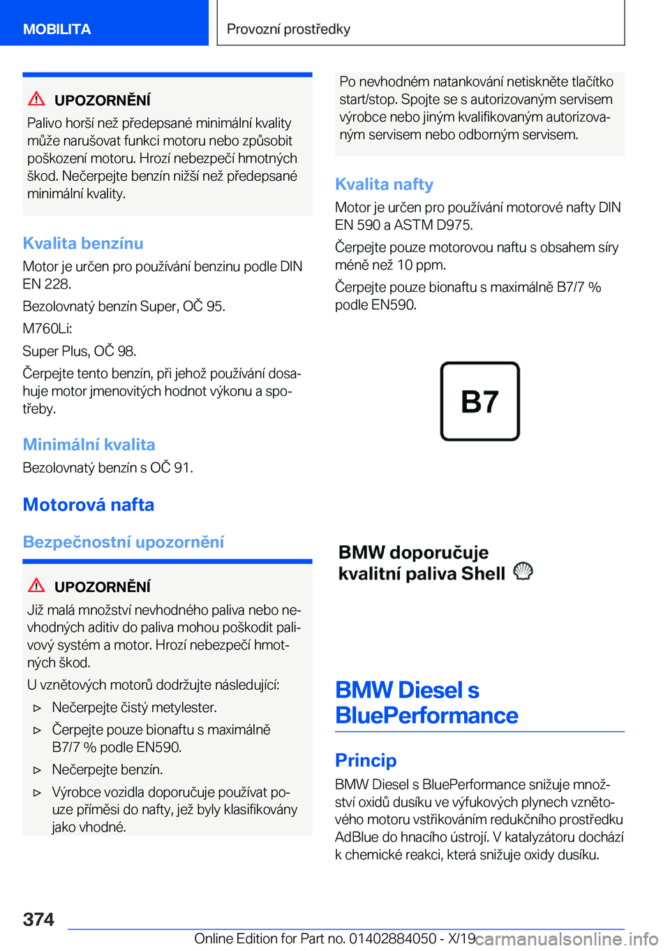 BMW 7 SERIES 2020  Návod na použití (in Czech) �U�P�O�Z�O�R�N�Ě�N�