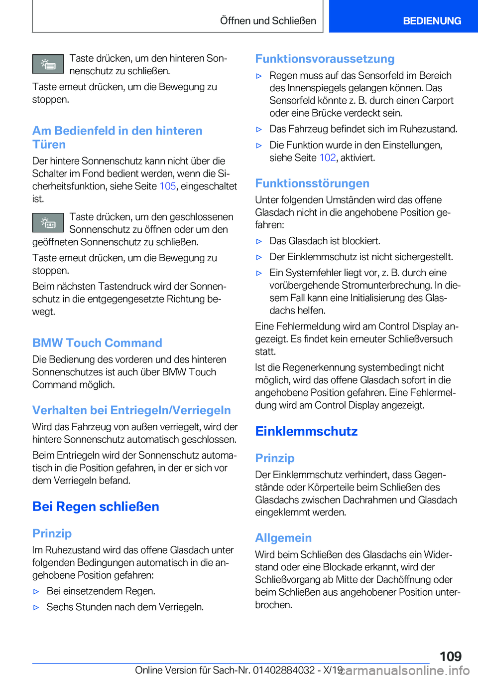 BMW 7 SERIES 2020  Betriebsanleitungen (in German) �T�a�s�t�e��d�r�