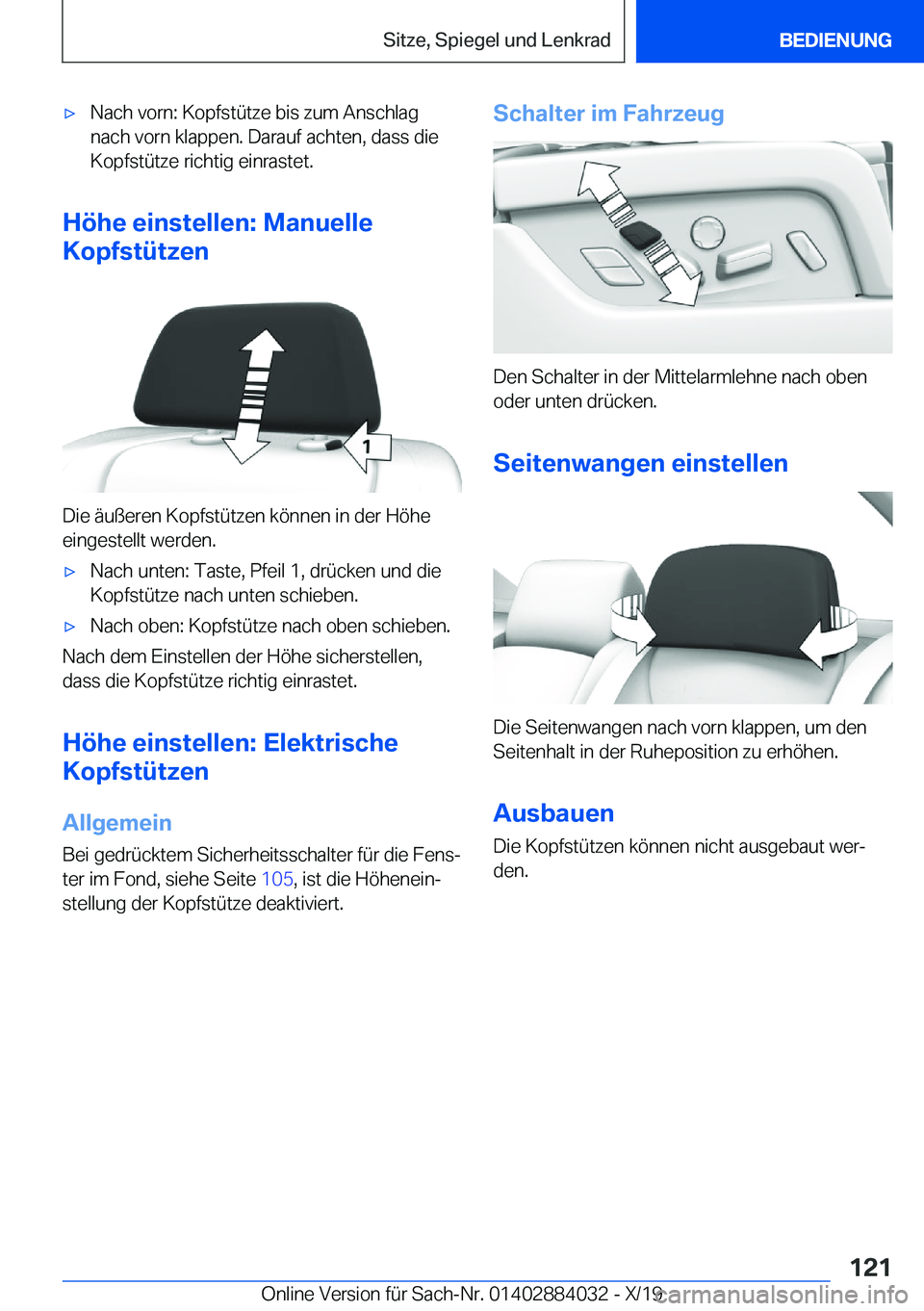 BMW 7 SERIES 2020  Betriebsanleitungen (in German) 'x�N�a�c�h��v�o�r�n�:��K�o�p�f�s�t�