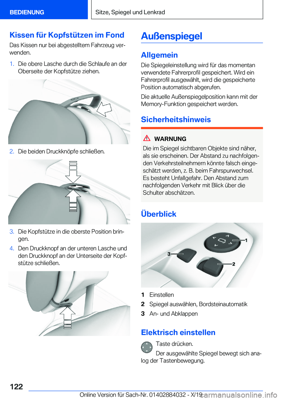 BMW 7 SERIES 2020  Betriebsanleitungen (in German) �K�i�s�s�e�n��f�