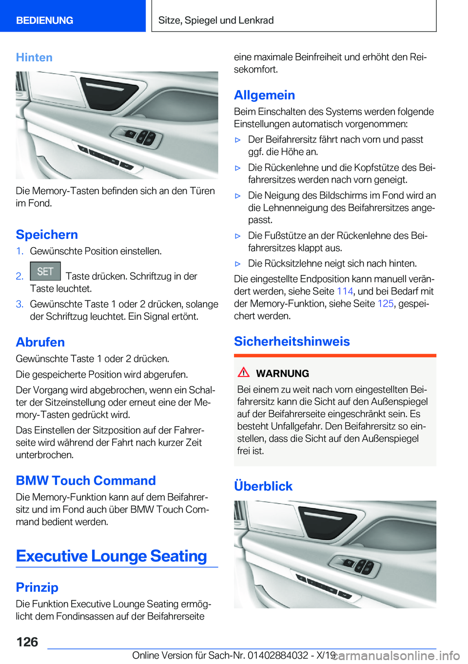 BMW 7 SERIES 2020  Betriebsanleitungen (in German) �H�i�n�t�e�n
�D�i�e��M�e�m�o�r�y�-�T�a�s�t�e�n��b�e�f�i�n�d�e�n��s�i�c�h��a�n��d�e�n��T�