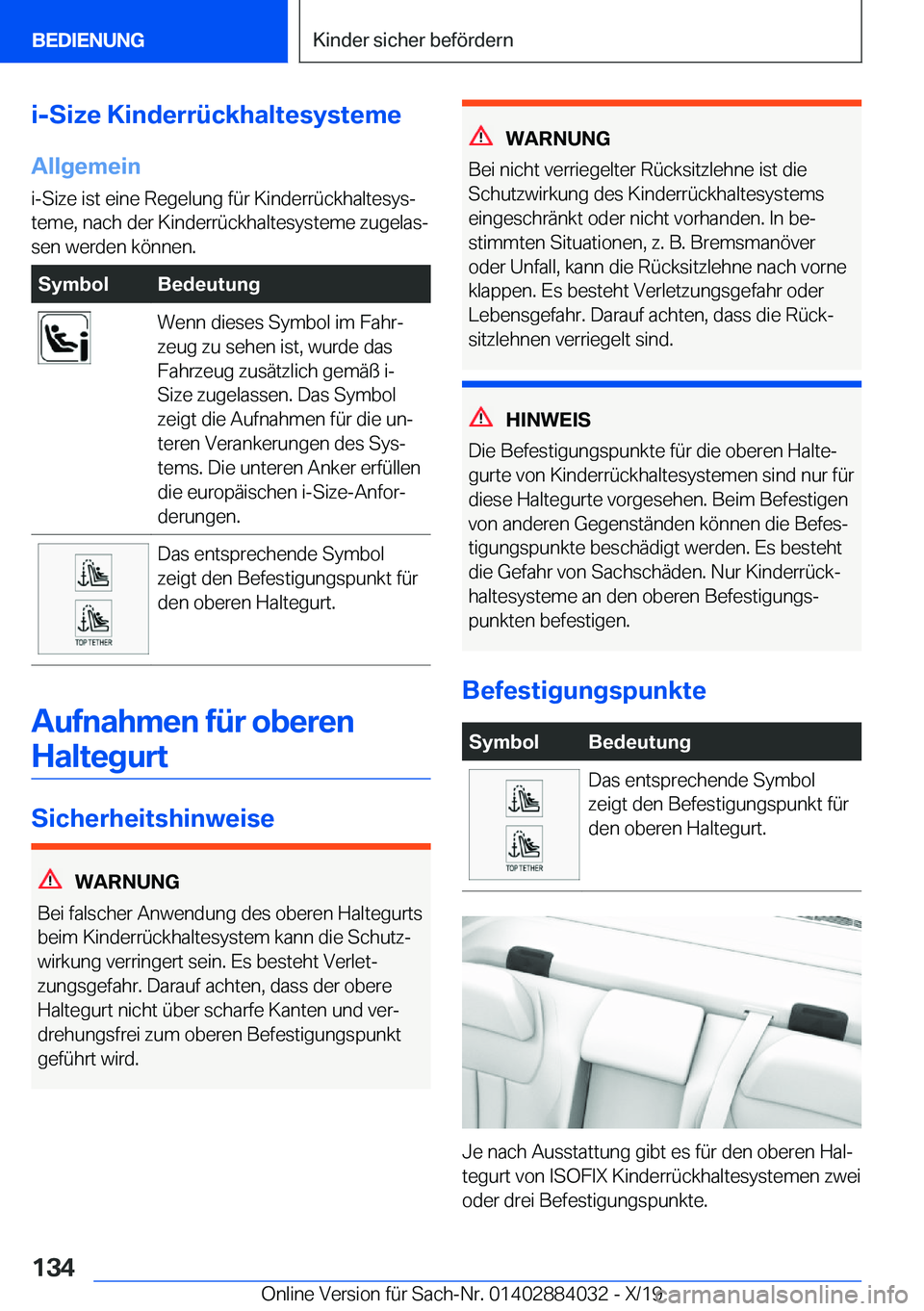 BMW 7 SERIES 2020  Betriebsanleitungen (in German) �i�-�S�i�z�e��K�i�n�d�e�r�r�