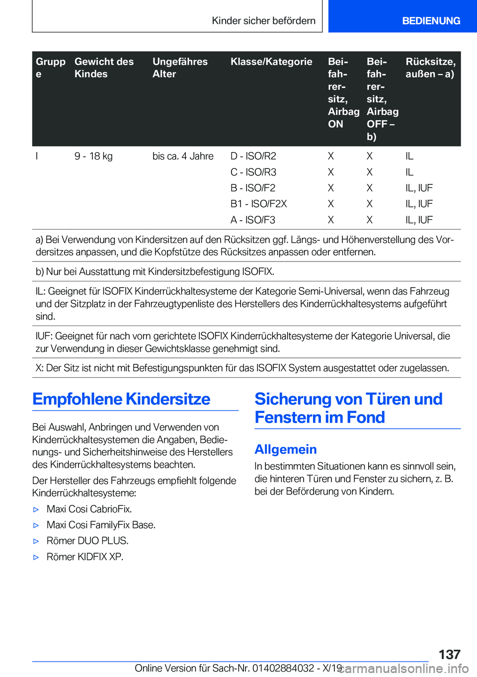 BMW 7 SERIES 2020  Betriebsanleitungen (in German) �G�r�u�p�p
�e�G�e�w�i�c�h�t��d�e�s
�K�i�n�d�e�s�U�n�g�e�f�