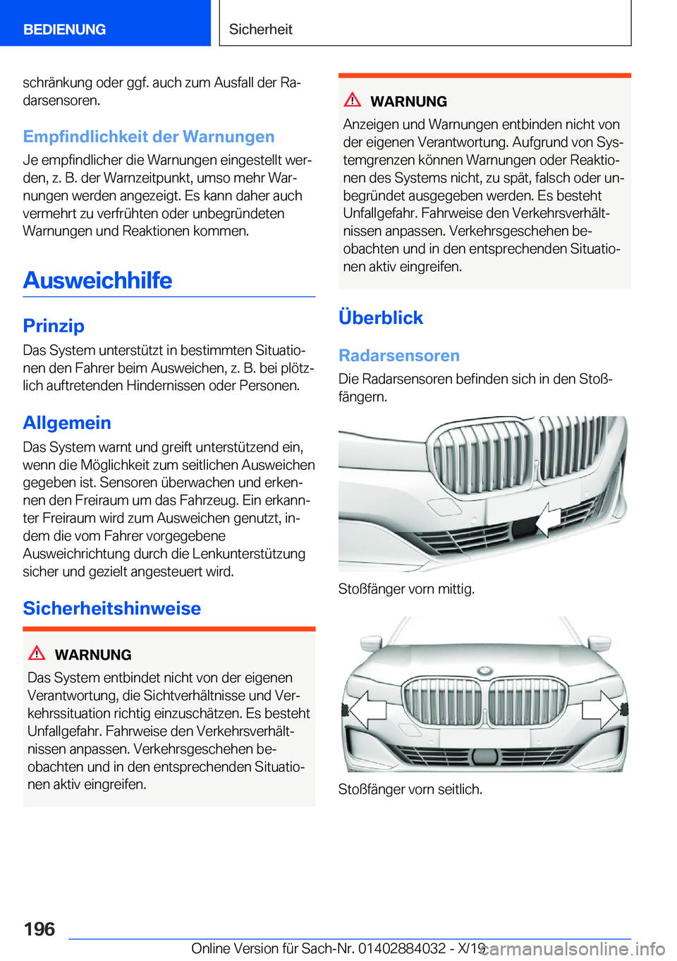 BMW 7 SERIES 2020  Betriebsanleitungen (in German) �s�c�h�r�