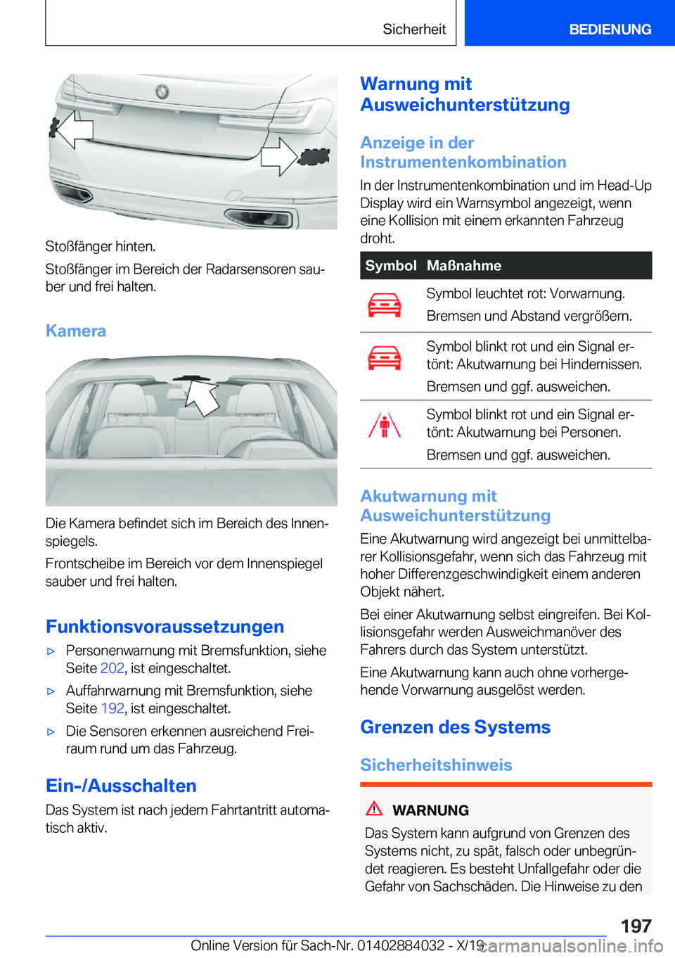 BMW 7 SERIES 2020  Betriebsanleitungen (in German) �S�t�o�
