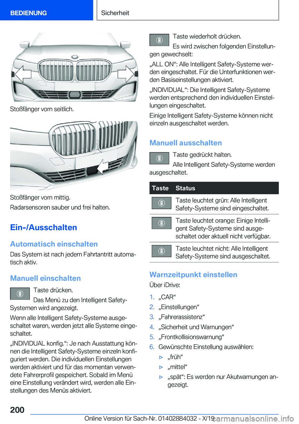 BMW 7 SERIES 2020  Betriebsanleitungen (in German) �S�t�o�