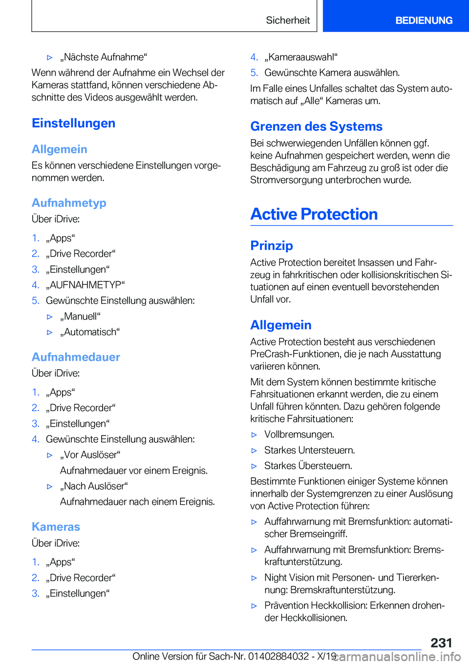 BMW 7 SERIES 2020  Betriebsanleitungen (in German) 'xx�N�