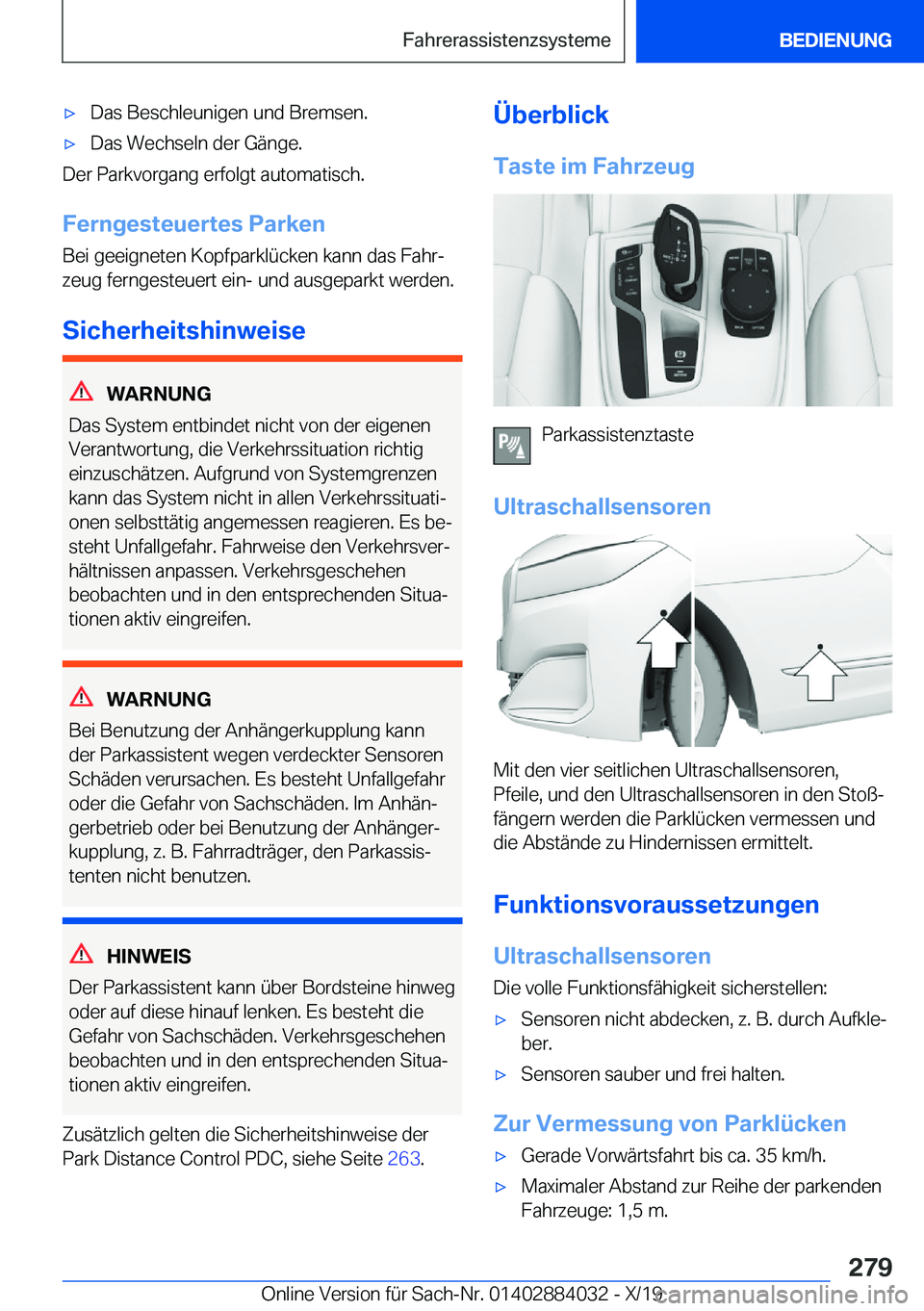 BMW 7 SERIES 2020  Betriebsanleitungen (in German) 'x�D�a�s��B�e�s�c�h�l�e�u�n�i�g�e�n��u�n�d��B�r�e�m�s�e�n�.'x�D�a�s��W�e�c�h�s�e�l�n��d�e�r��G�