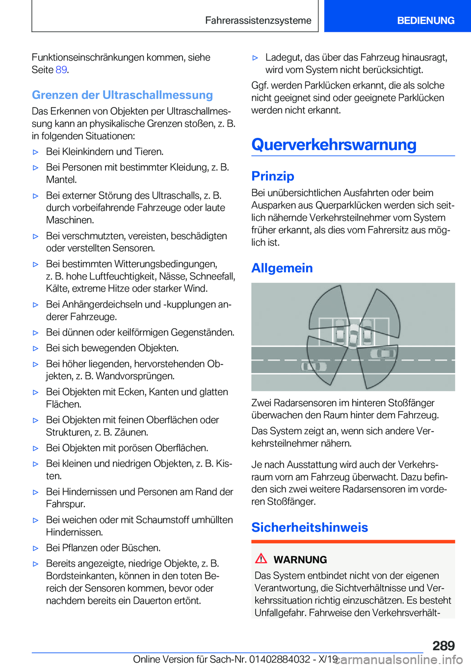 BMW 7 SERIES 2020  Betriebsanleitungen (in German) �F�u�n�k�t�i�o�n�s�e�i�n�s�c�h�r�