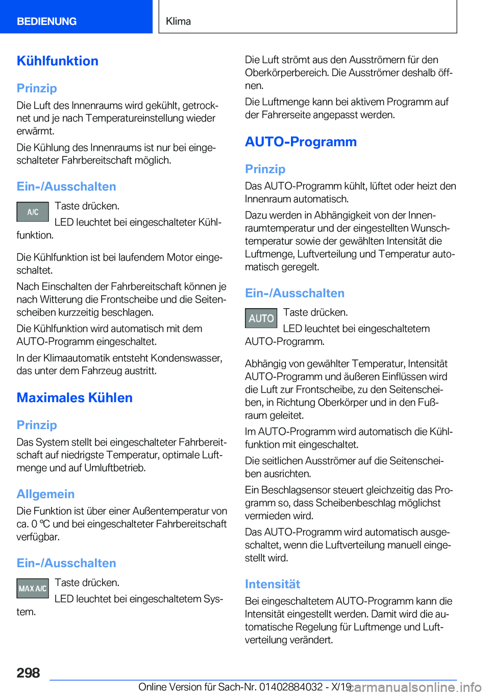 BMW 7 SERIES 2020  Betriebsanleitungen (in German) �K�