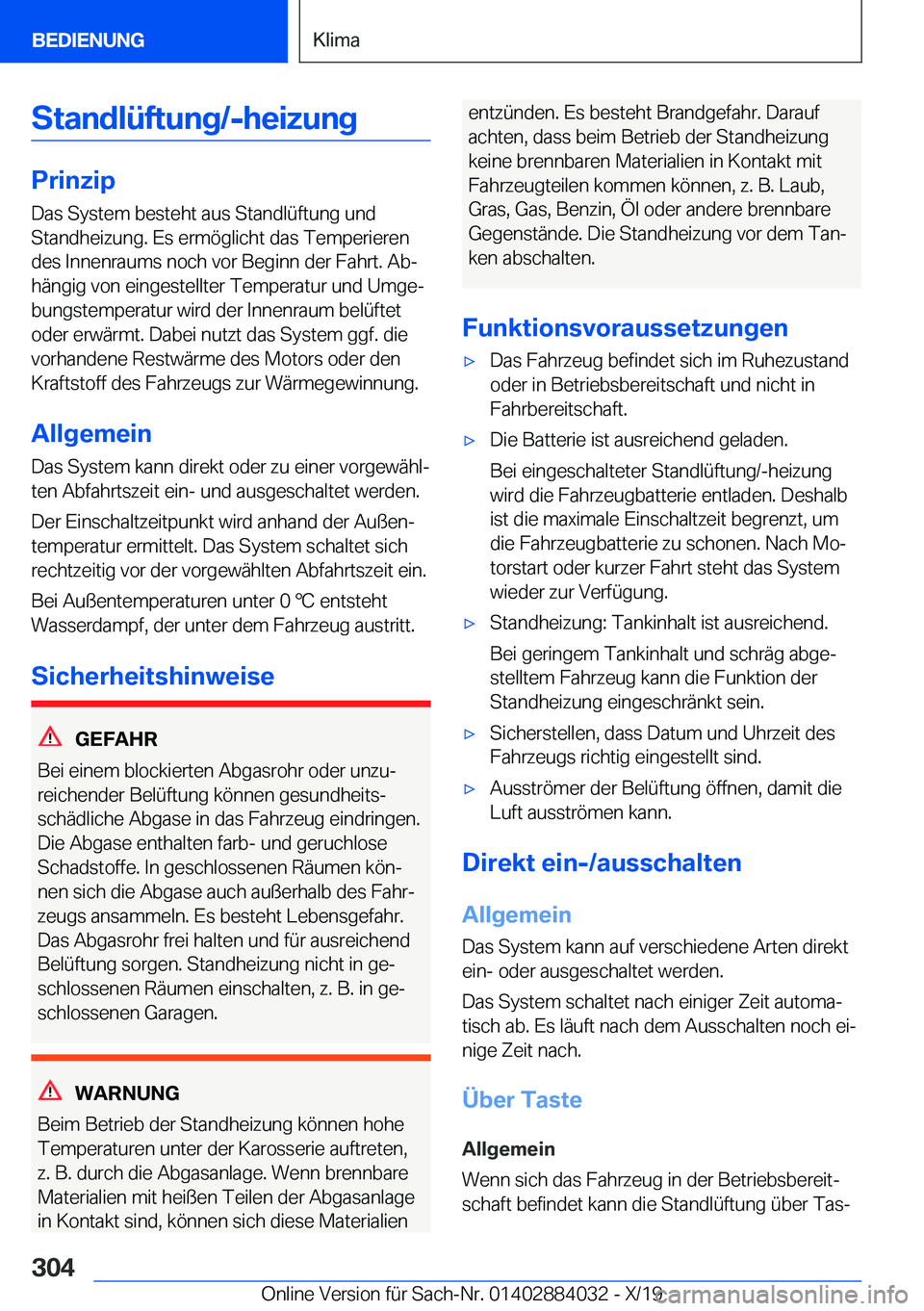 BMW 7 SERIES 2020  Betriebsanleitungen (in German) �S�t�a�n�d�l�