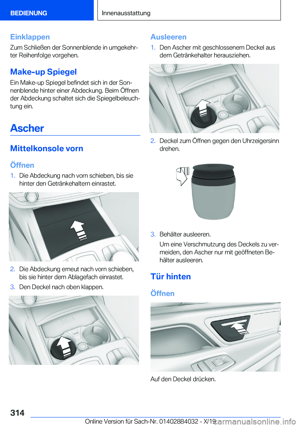 BMW 7 SERIES 2020  Betriebsanleitungen (in German) �E�i�n�k�l�a�p�p�e�n
�Z�u�m��S�c�h�l�i�e�